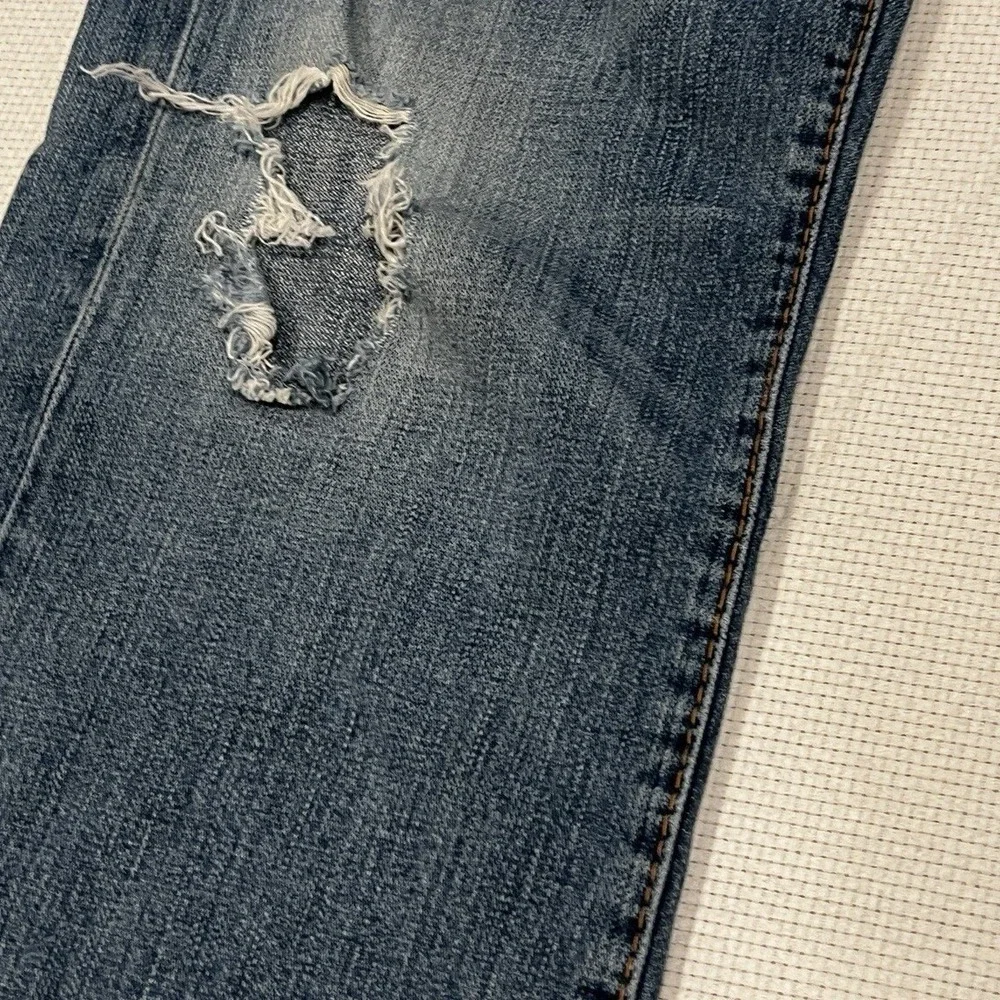 True Religion Mens Distressed‎ Straight Leg Jeans Blue Size 35 Made in USA